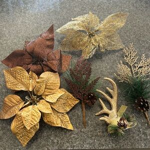 Festive Gold and Brown Holiday Decorations
